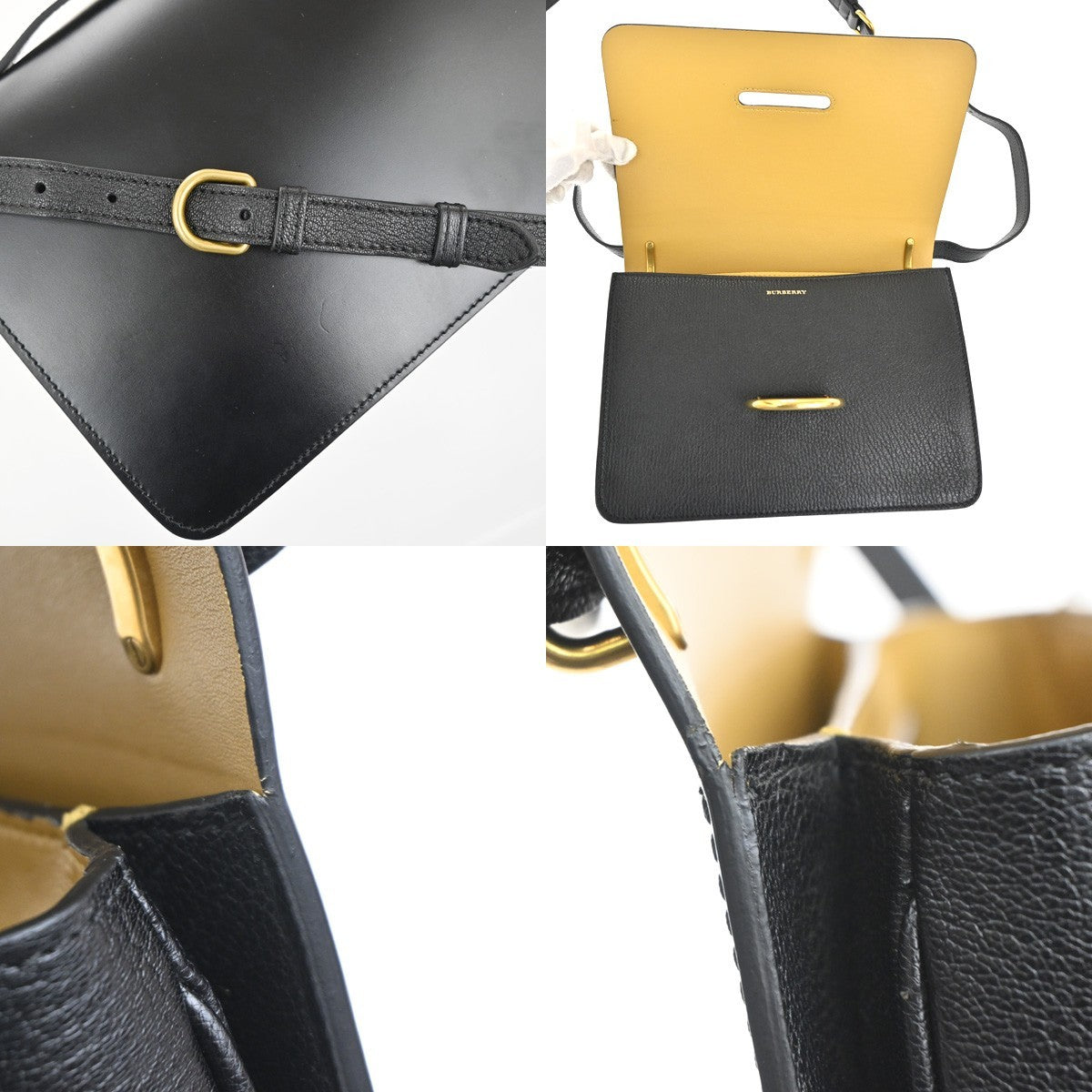 BURBERRY D Ring Logo Shoulder Crossbody Bag Leather Black GHW Italy 82RL720