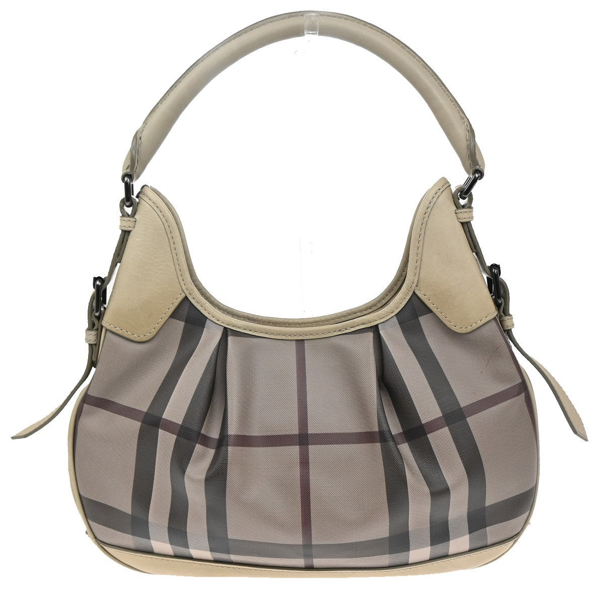 BURBERRY Logo Nova Check pattern Shoulder Hand Bag PVC Leather Beige 36MA197