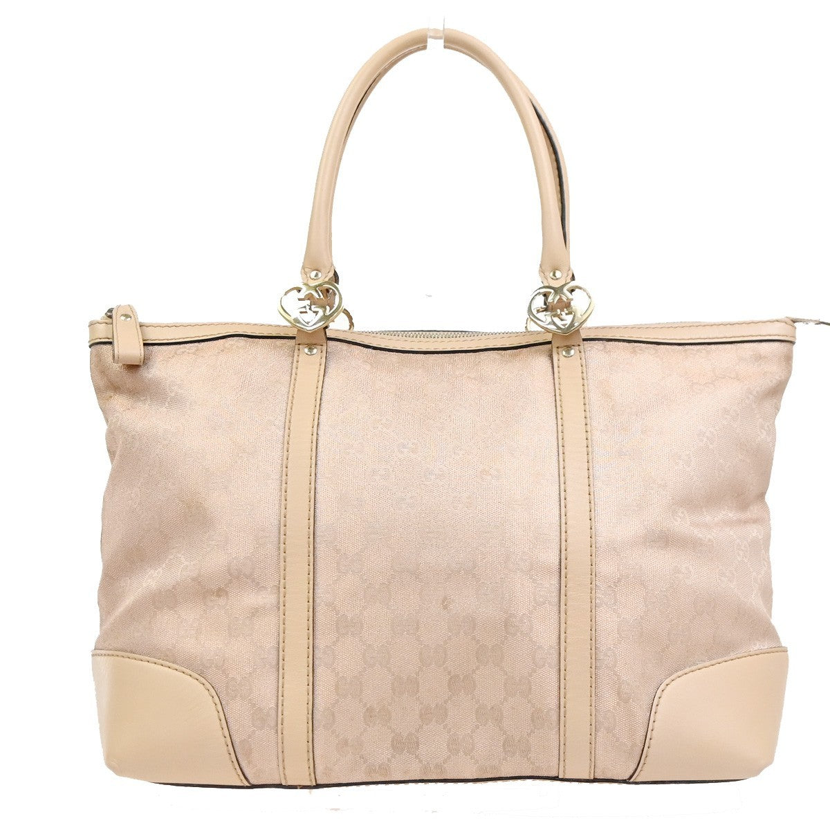 GUCCI Logo Lovely GG Pattern Tote Hand Bag Canvas leather PK BE Italy 80MA602