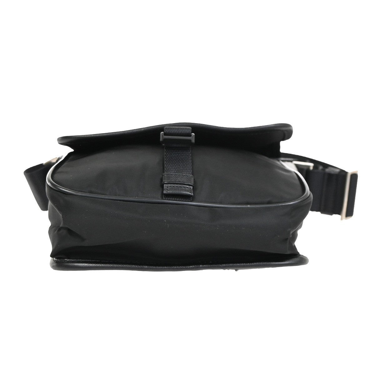 PRADA MILANO Logo Tessuto Shoulder Bag Nylon Leather Black SHW Italy 38KC611