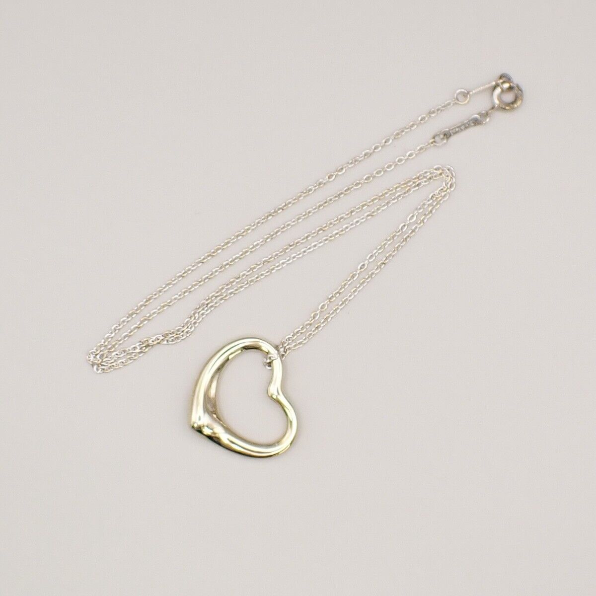 TIFFANY & CO. Open Heart 22mm Chain Necklace Silver Ag 925 Gold-Plated 01YF225