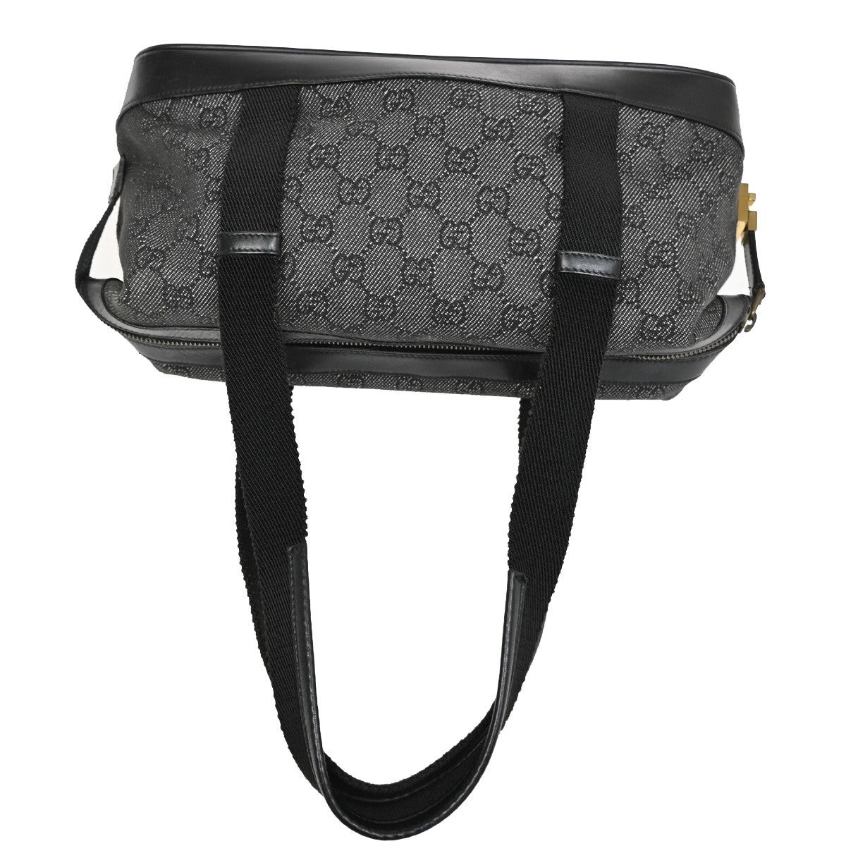 GUCCI GG Pattern Shoulder Hand Bag GGCanvas Leather Gray Black GHW 36TA167