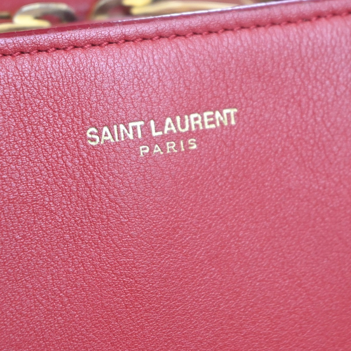 SAINT LAURENT Baby Cabas YSL 2way Shoulder Hand Bag Leather Red Italy 97RL889