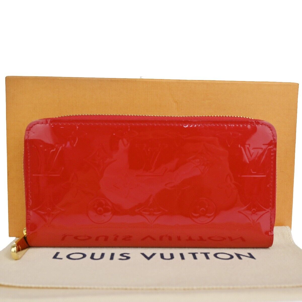 LOUIS VUITTON Zippy Wallet Purse Monogram Vaenis Leather Cerise M90200 32YD753