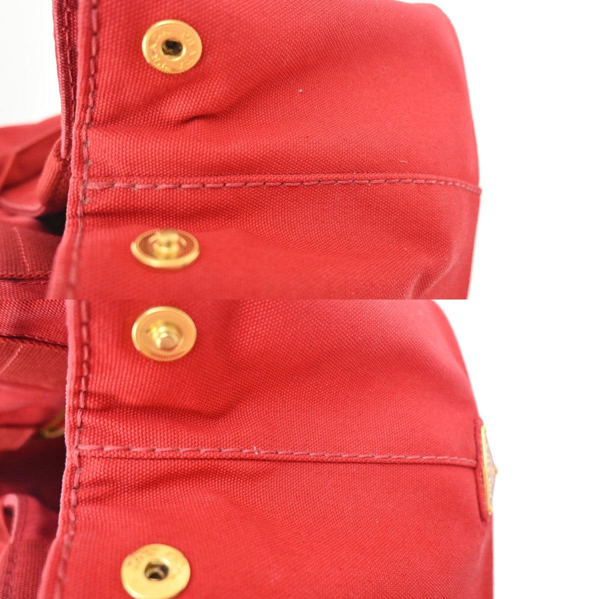 PRADA Logo CANAPA Shoulder Hand Tote Bag Canvas Leather Red GHW Italy 34AA200
