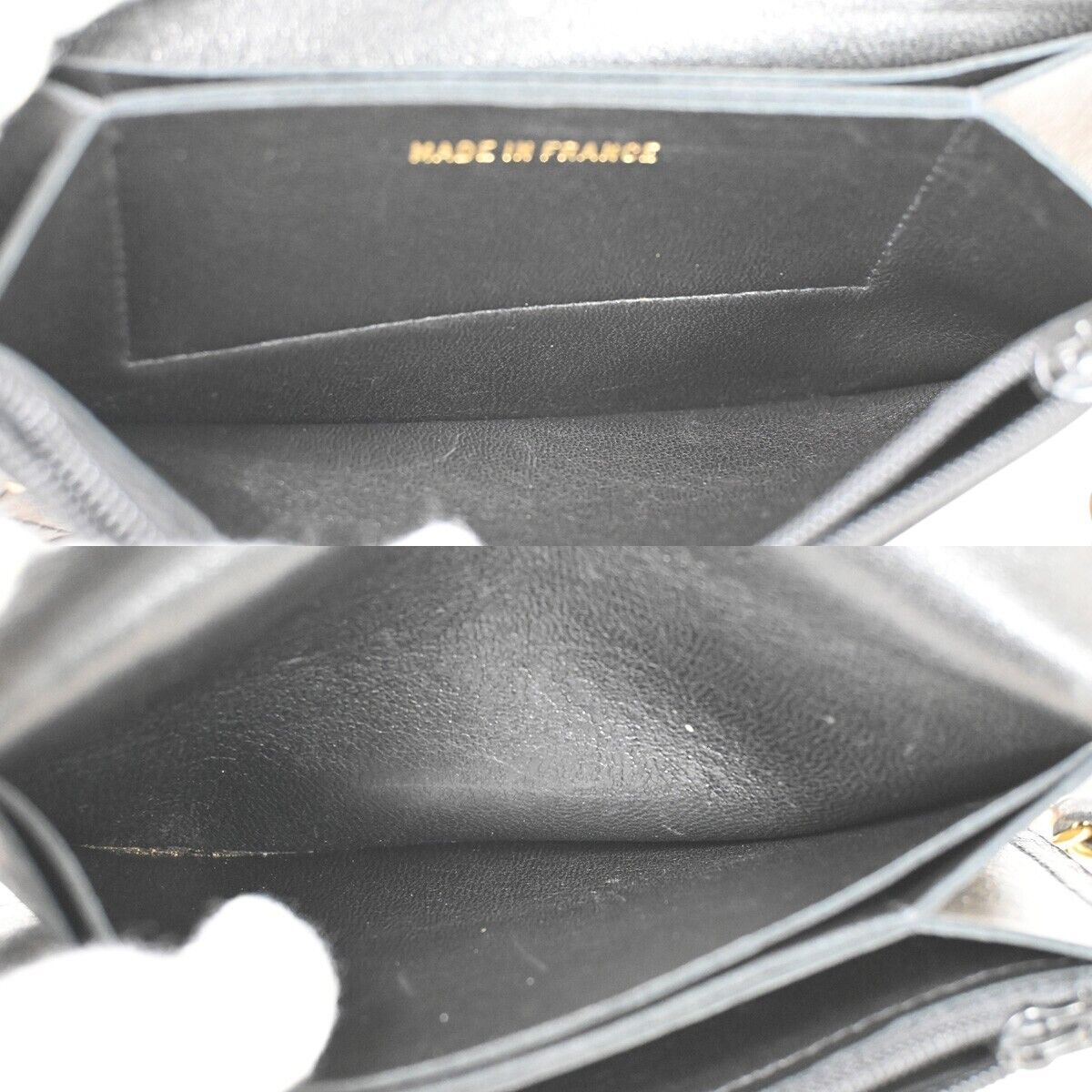 CHANEL CC Logo chain Matelasse Bifold Wallet Purse Leather Black France 79RF104