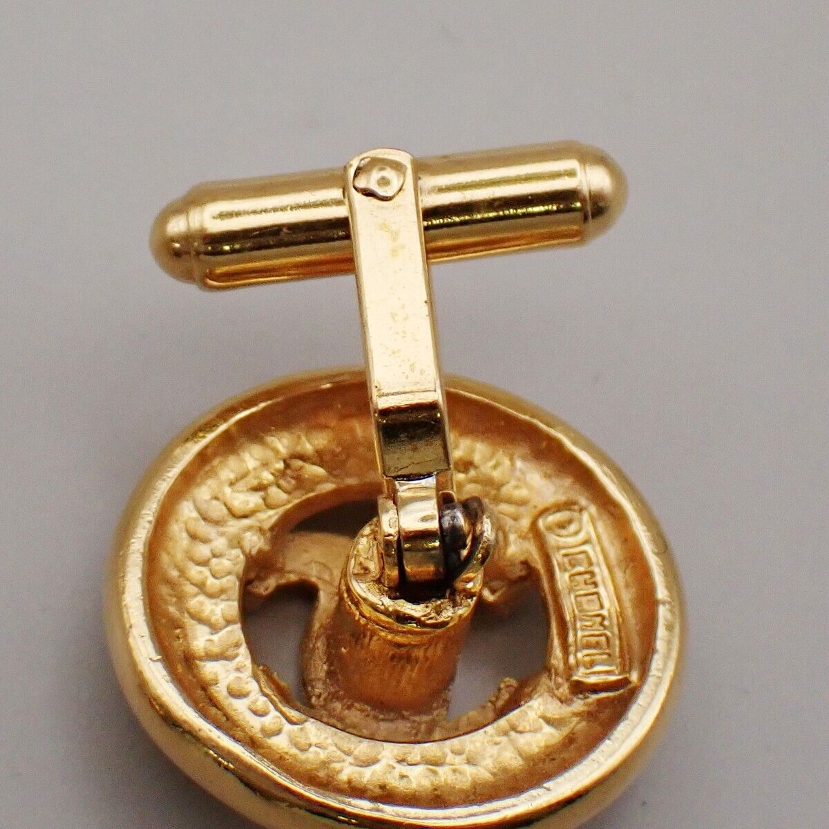 CHANEL CC Logo Round Cufflinks Gold-Plated GHW Accessory 62RL074