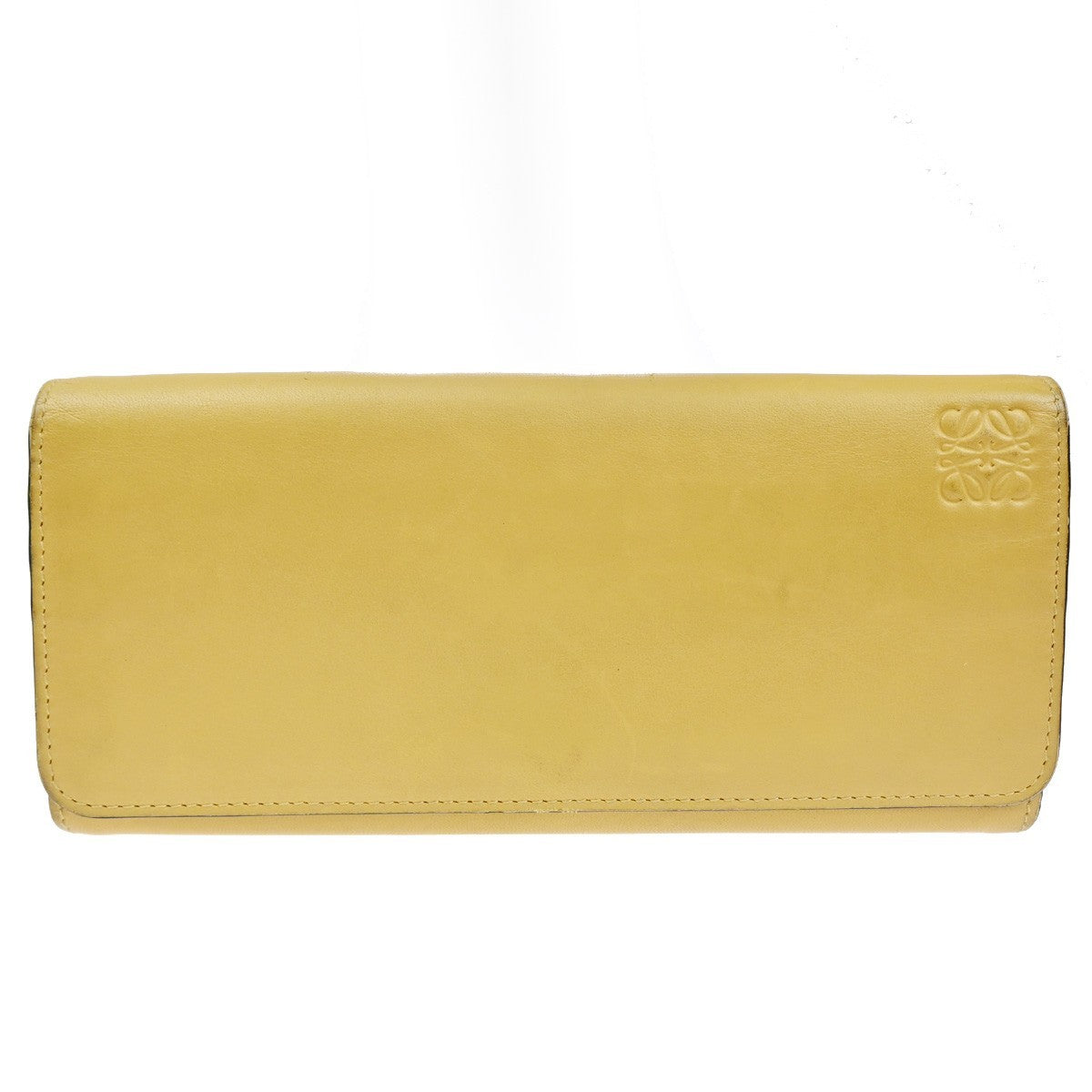 LOEWE Anagram LOGO Bifold Long Wallet Leather Yellow SHW Spain 01KD056