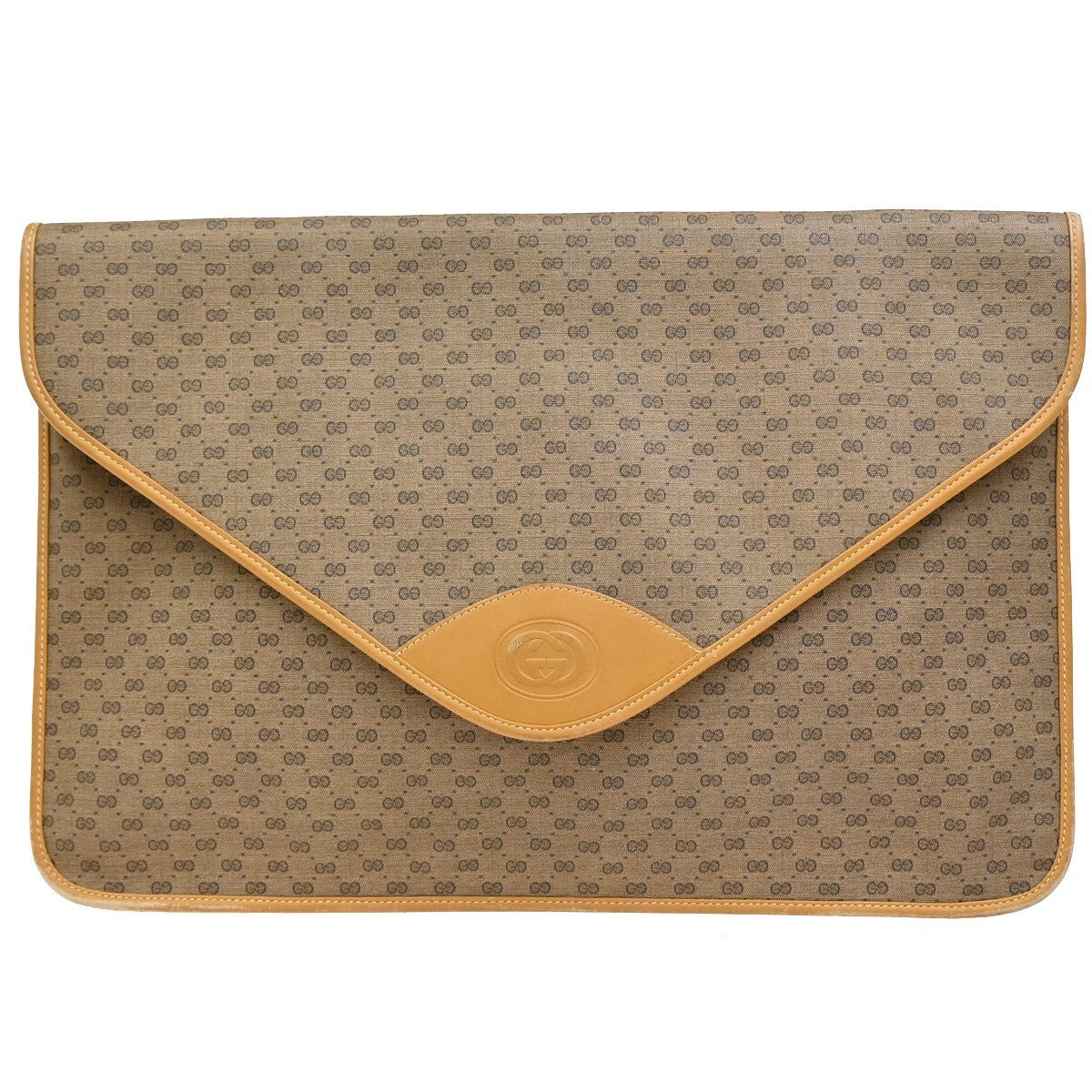 GUCCI Micro GG Pattern Clutch Hand Bag PVC Leather Brown Made In Italy 04EE282