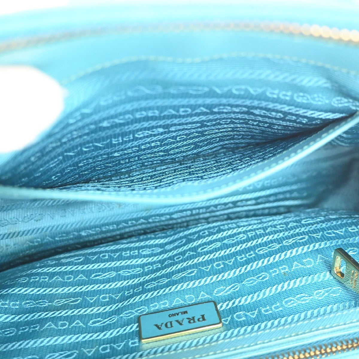 PRADA Galleria 2way Shoulder Hand Bag Saffiano Leather Blue Italy GHW 12KC931