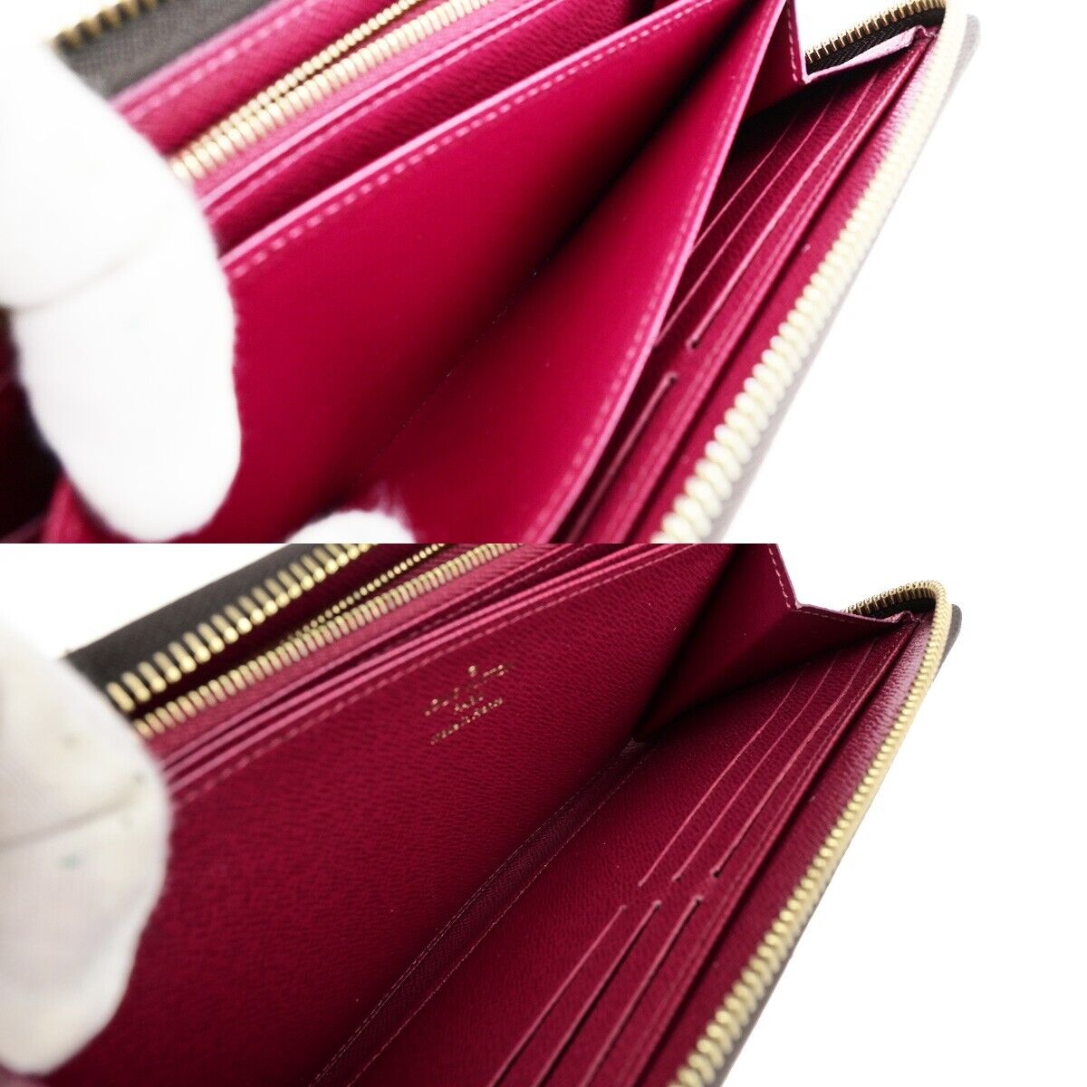 LOUIS VUITTON Zippy Long Wallet Monogram Leather Brown Fuchsia M41895 10EB840