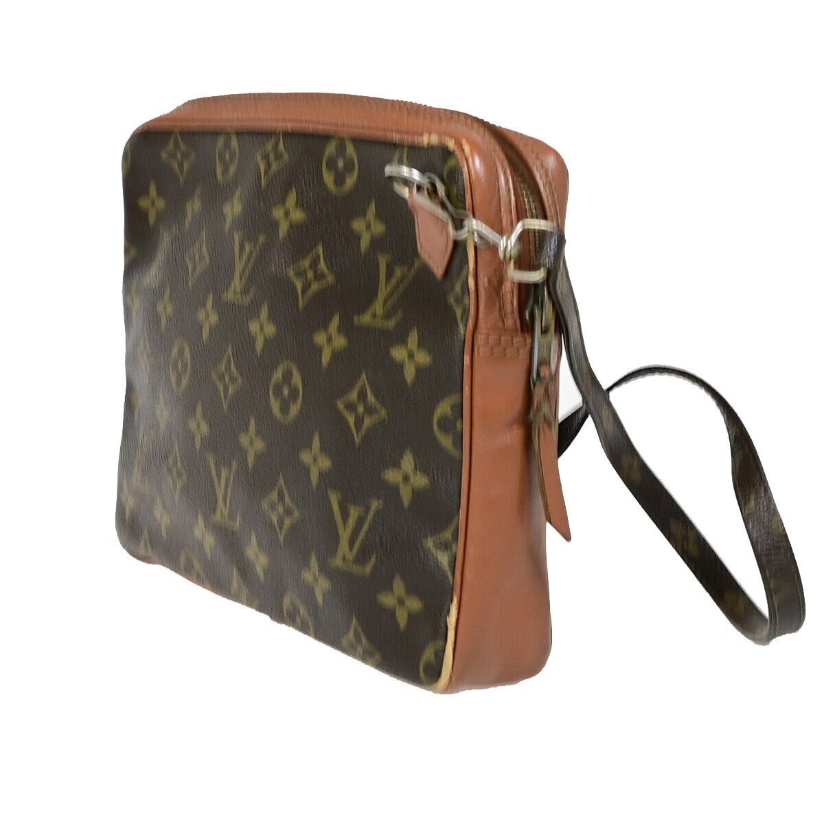 LOUIS VUITTON LV Logo Shoulder Bag Monogram Leather Brown France 04FA759