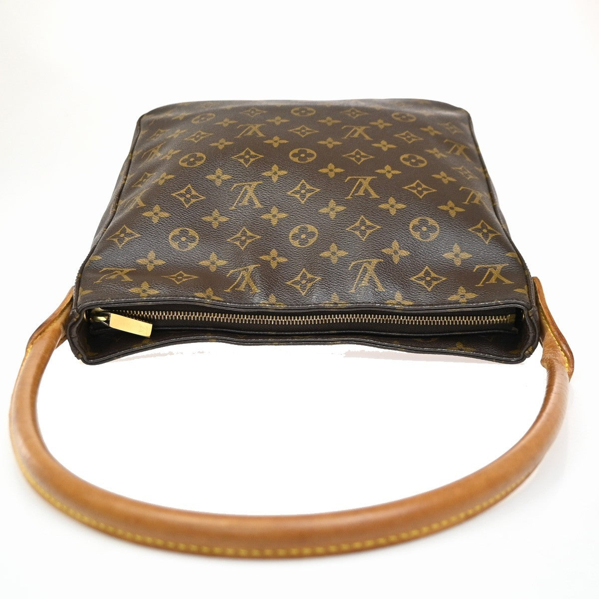 LOUIS VUITTON Logo Looping GM Shoulder Bag Monogram Leather Brown M51145 86ZA095