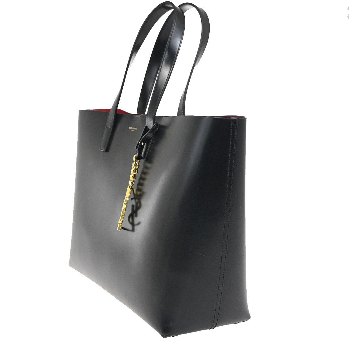 SAINT LAURENT  Shoulder Hand Tote Bag Pouch Leather Black GHW Italy 95RL924