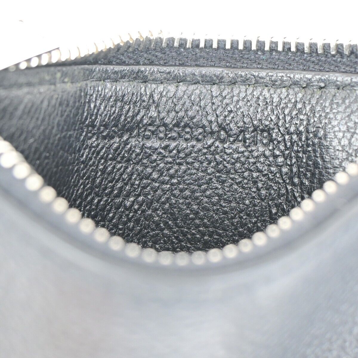 SAINT LAURENT Logo Coin Wallet Purse Leather Black Silver Made In Italy 62HB970