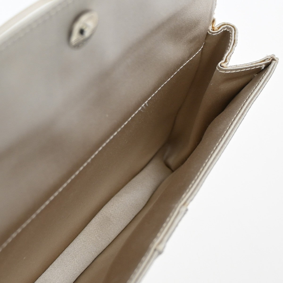 YVES SAINT LAURENT YSL Logo Shoulder Bag Satin Light Beige Italy SHW 82RL766