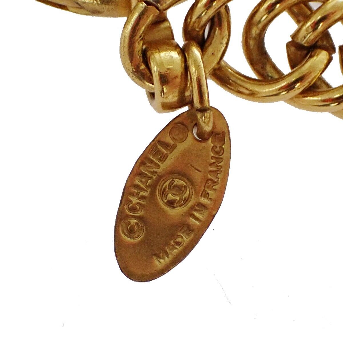 CHANEL CC Logo Loupe Long Chain Pendant Necklace Gold Accessory 91RC913