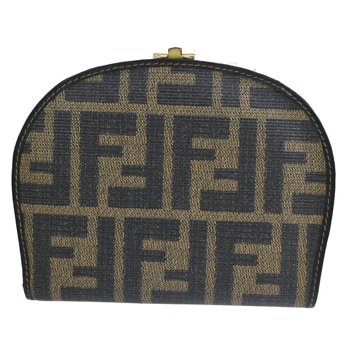 FENDI Logo Zucca Pattern Bifold Wallet Purse PVC Leather Brown GHW Italy 01YE168