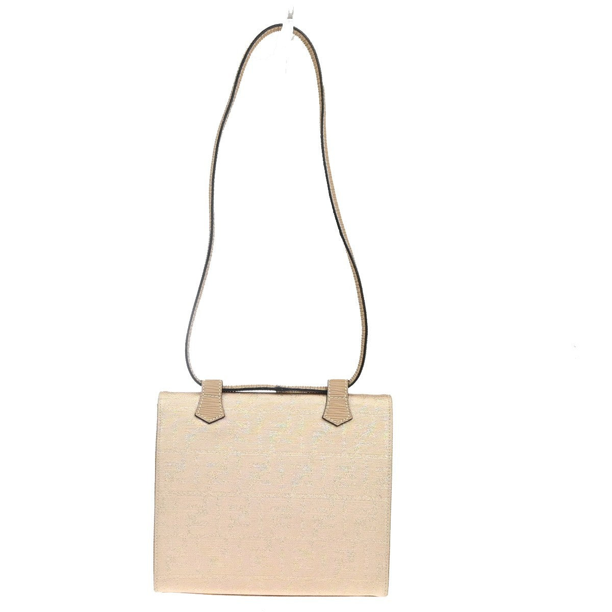 FENDI Zucca Pattern Flap Shoulder Bag Canvas Leather Pink Beige Italy 87KC934