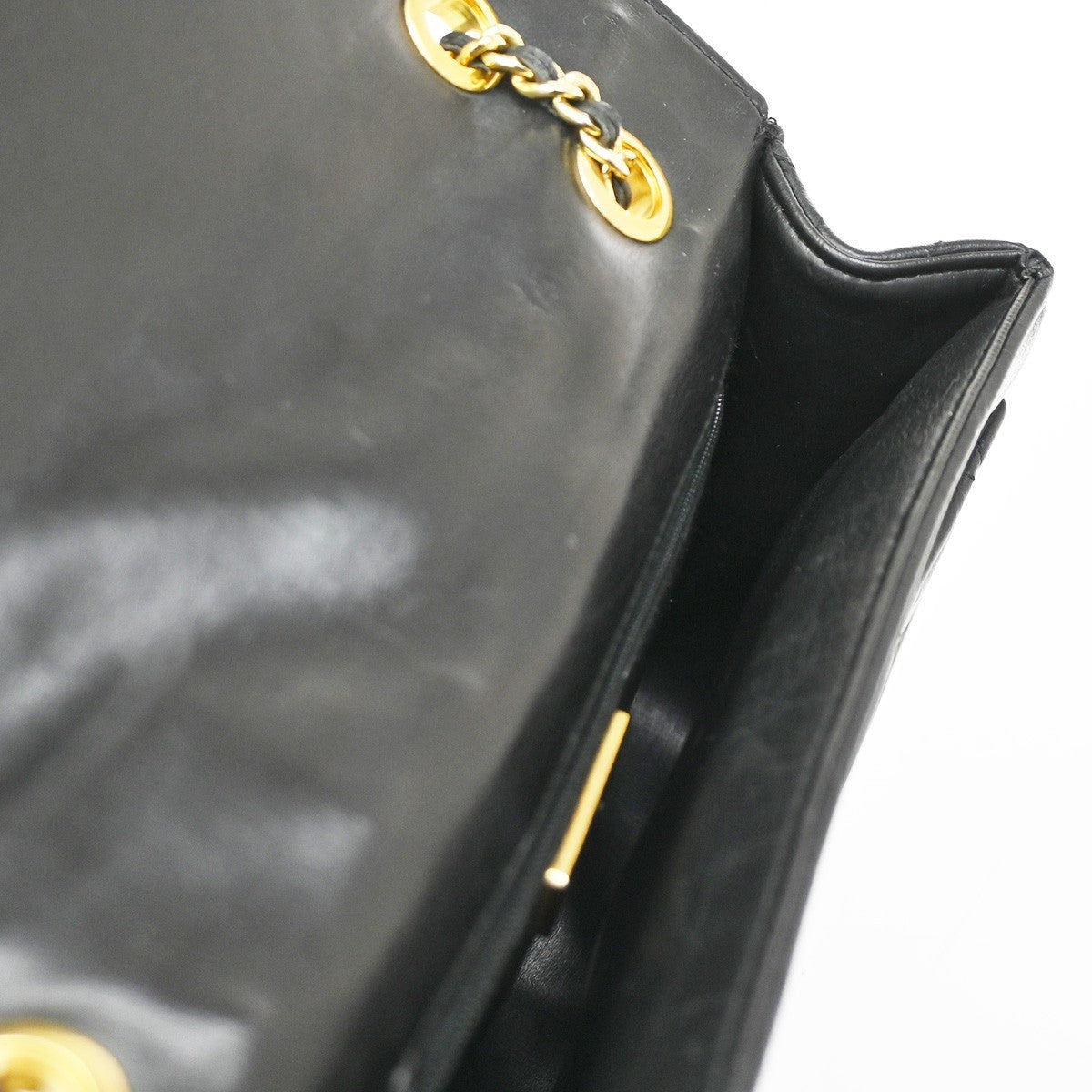 GIVENCHY Logo Chain Shoulder Hand Bag Leather Black GHW 67CA565