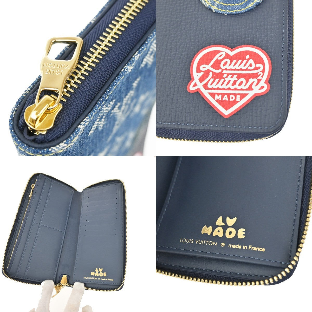 LOUIS VUITTON NIGO Zippy Wallet Vertical Monogram Denim Blue M81107 46RL483