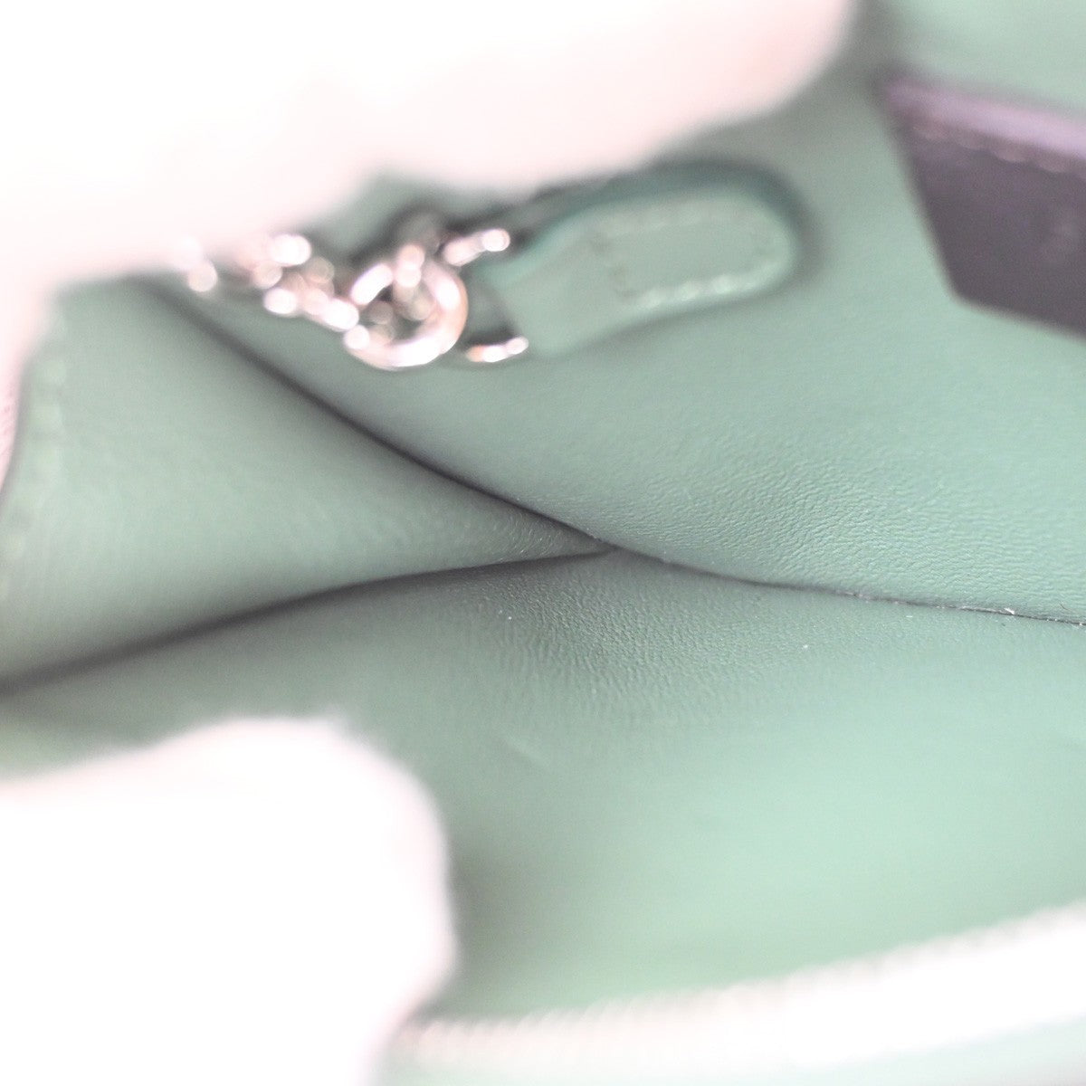 FENDI Logo Card Coin Case Compact Wallet Leather Green SHW Italy 38RL576
