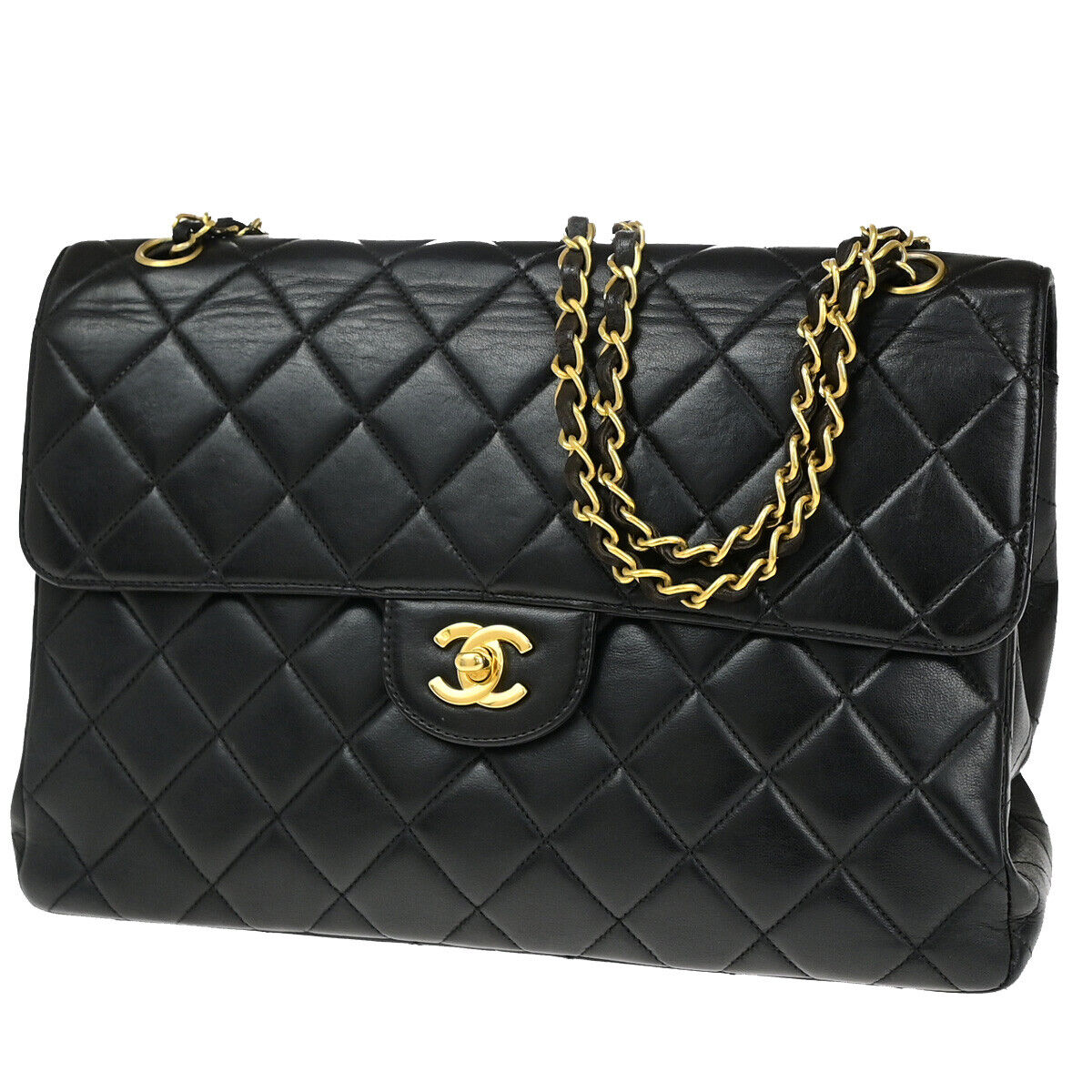 CHANEL CC Matelasse 30 Both Flap Chain Shoulder Bag Leather Black GHW 823RJ921