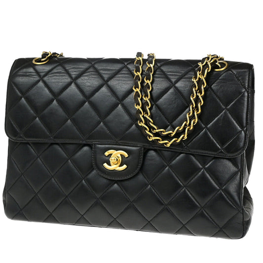 CHANEL CC Matelasse 30 Both Flap Chain Shoulder Bag Leather Black GHW 823RJ921