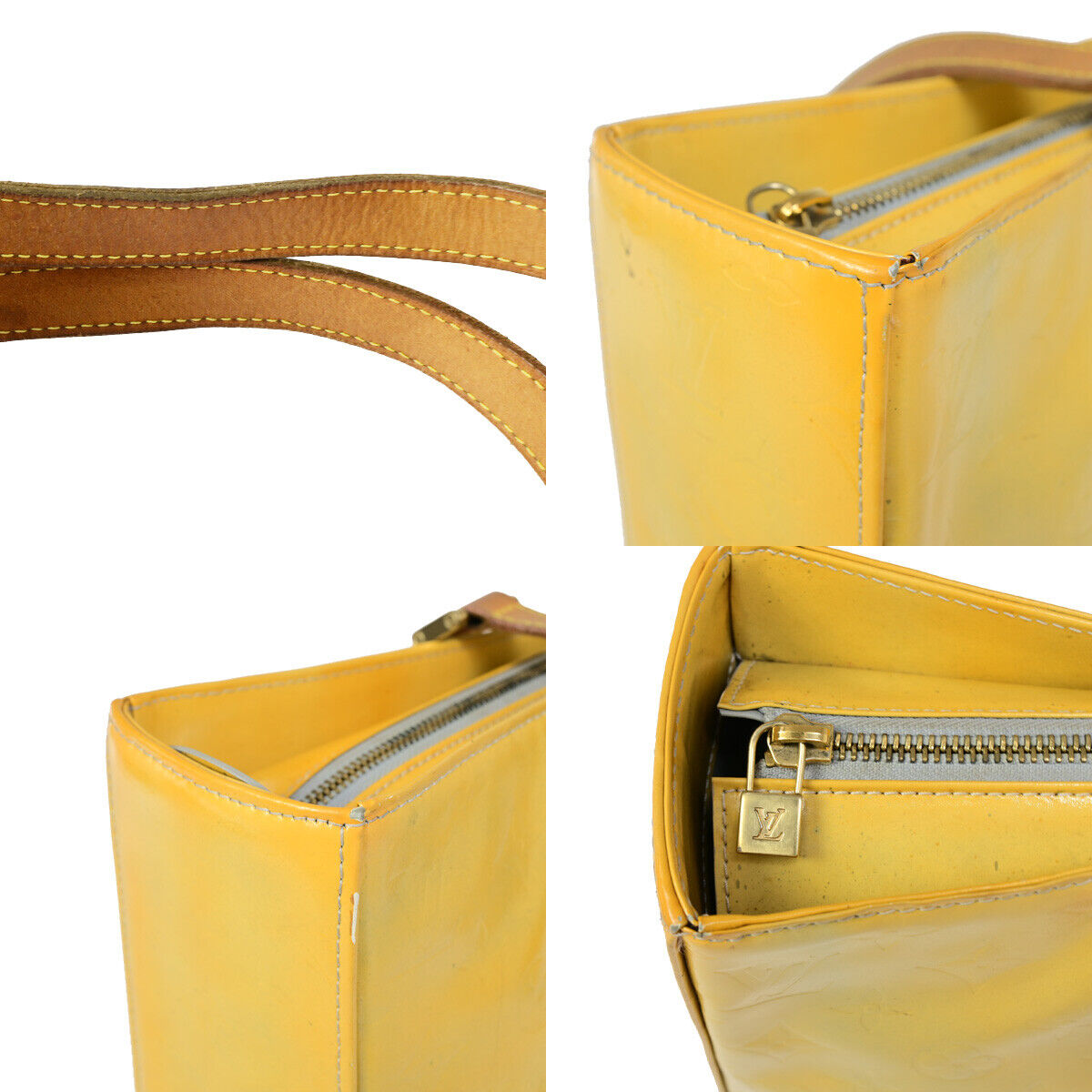 LOUIS VUITTON Columbus Shoulder Bag Monogram Vernis Lime Yellow M91047 60YF141