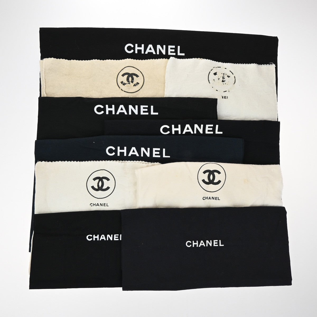 CHANEL Logo 10 Set Drawstring Dust Bag Canvas Cotton Flannel BK WE 60EF976