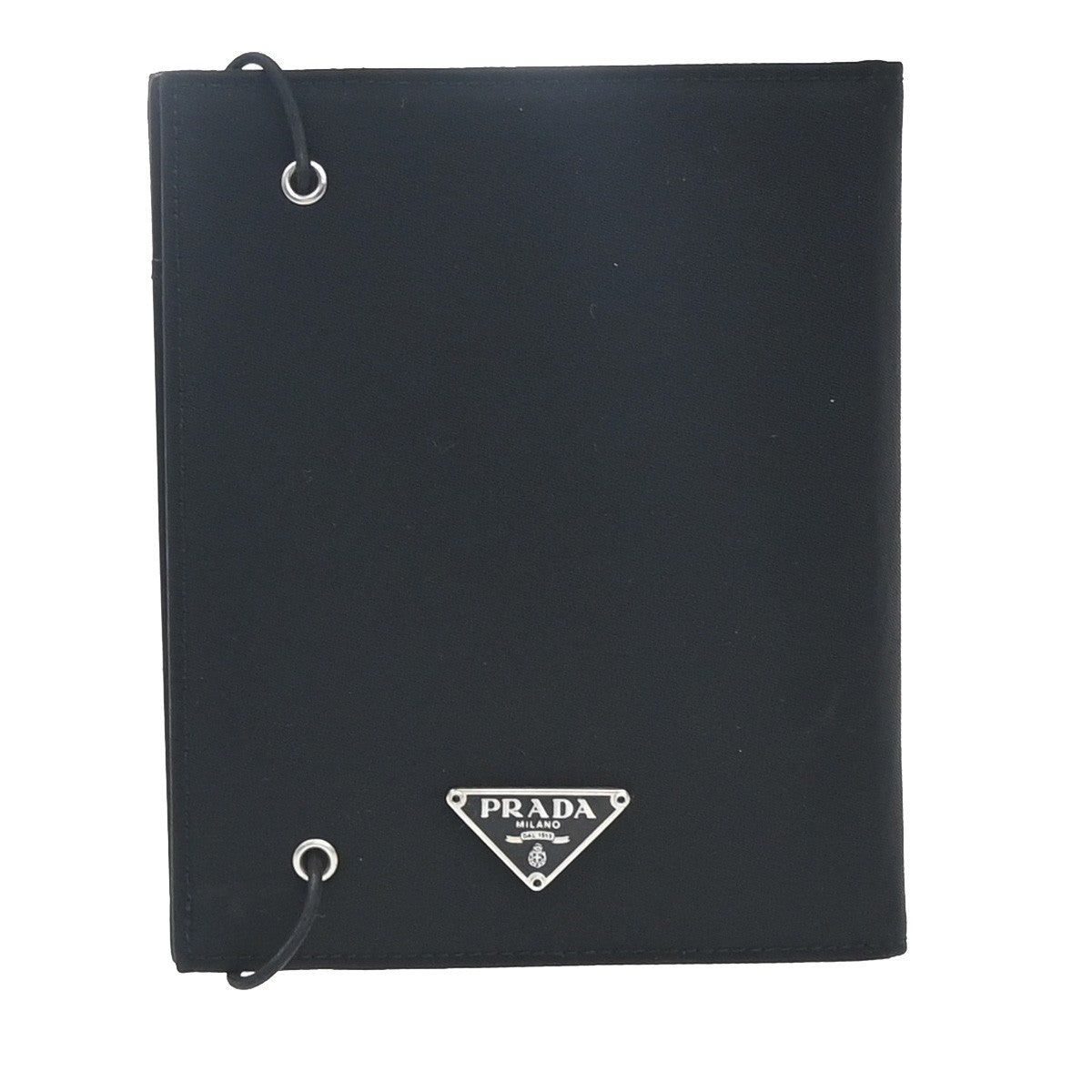 PRADA Logo Tessuto Notebook Cover Planner Nylon Leather Black Italy 09YH869