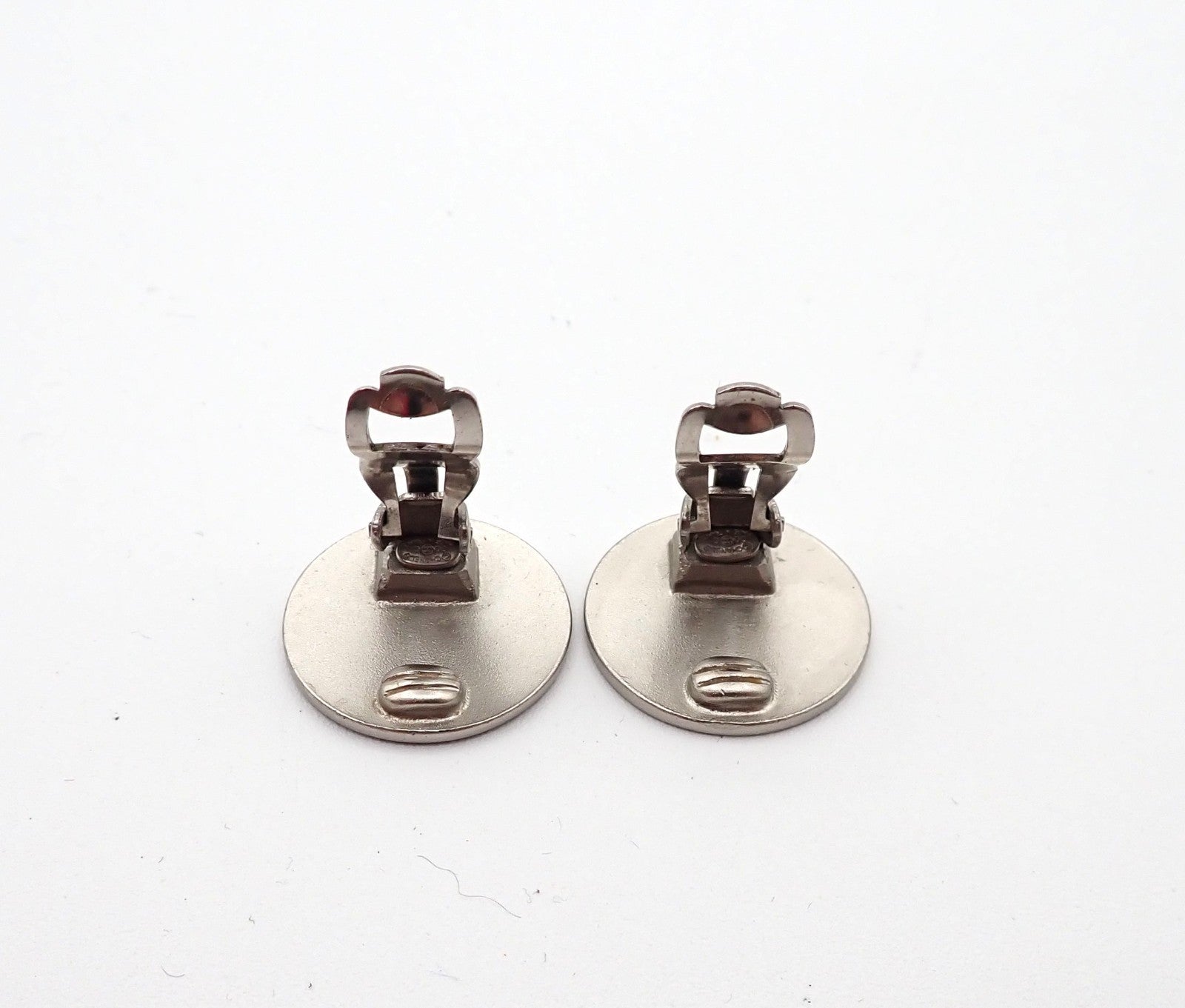 CHANEL CC  Logo Round Button Earrings 00C Clip-On SHW France 65RL813