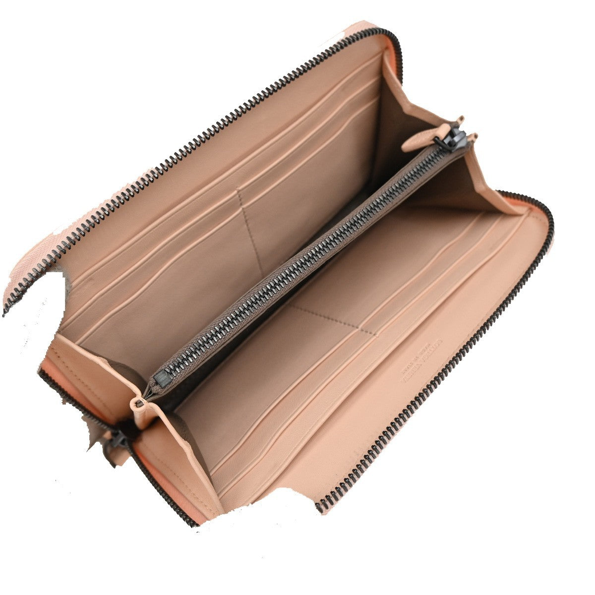 BOTTEGA VENETA Intrecciato Zip Around Long Wallet Embossing Leather Pink 33RF621