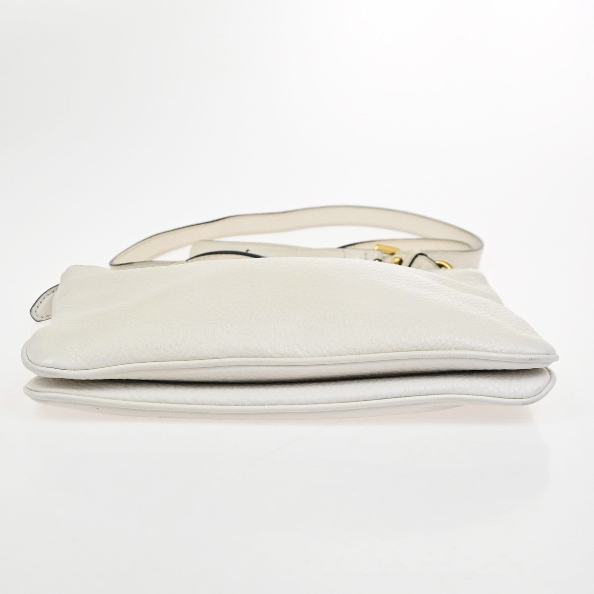PRADA Logo Crossbody Mini Shoulder Bag Vitello Daino Leather White GHW 76KC639