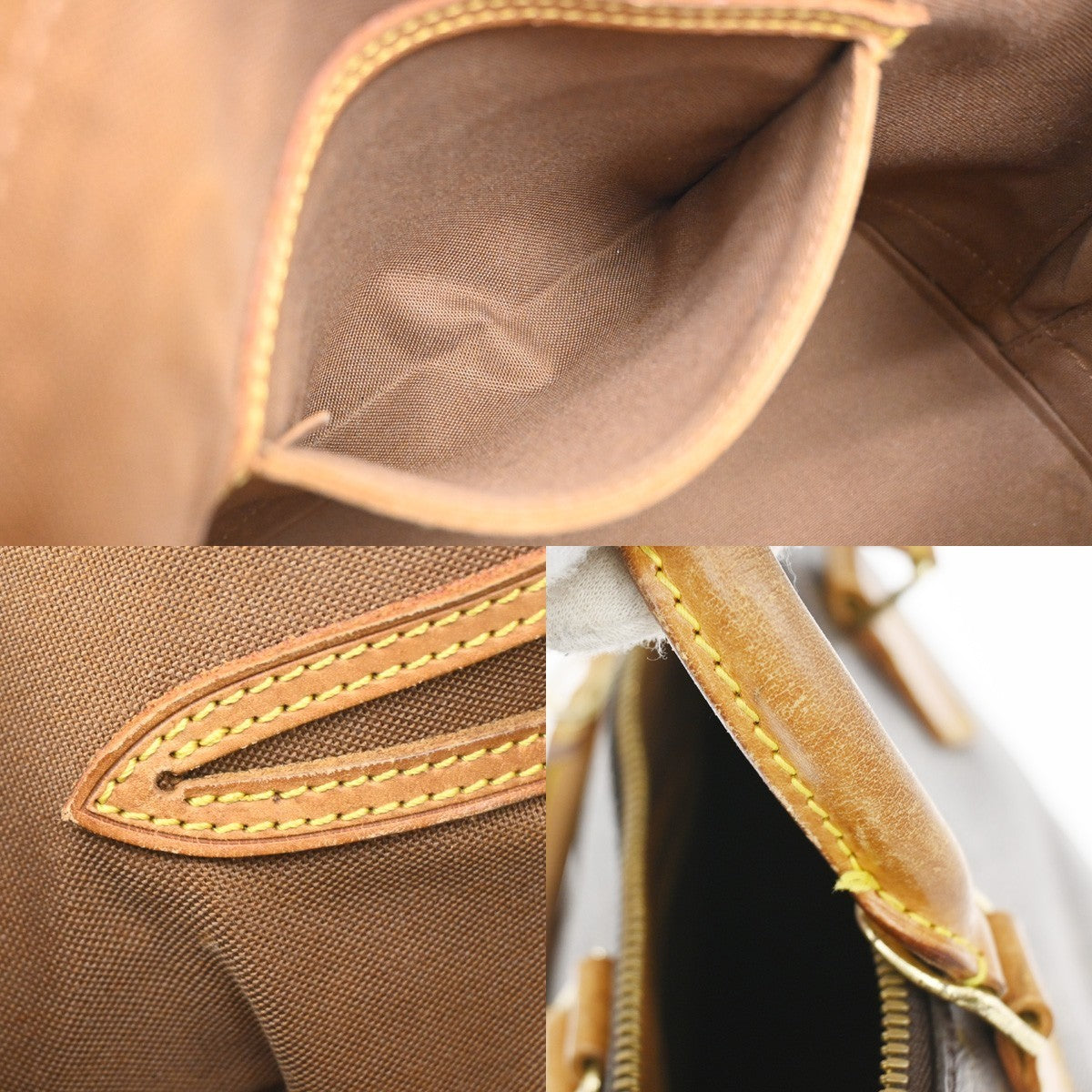 LOUIS VUITTON LV Logo Alma Hand Bag Monogram Leather Brown France M51130 87YJ204