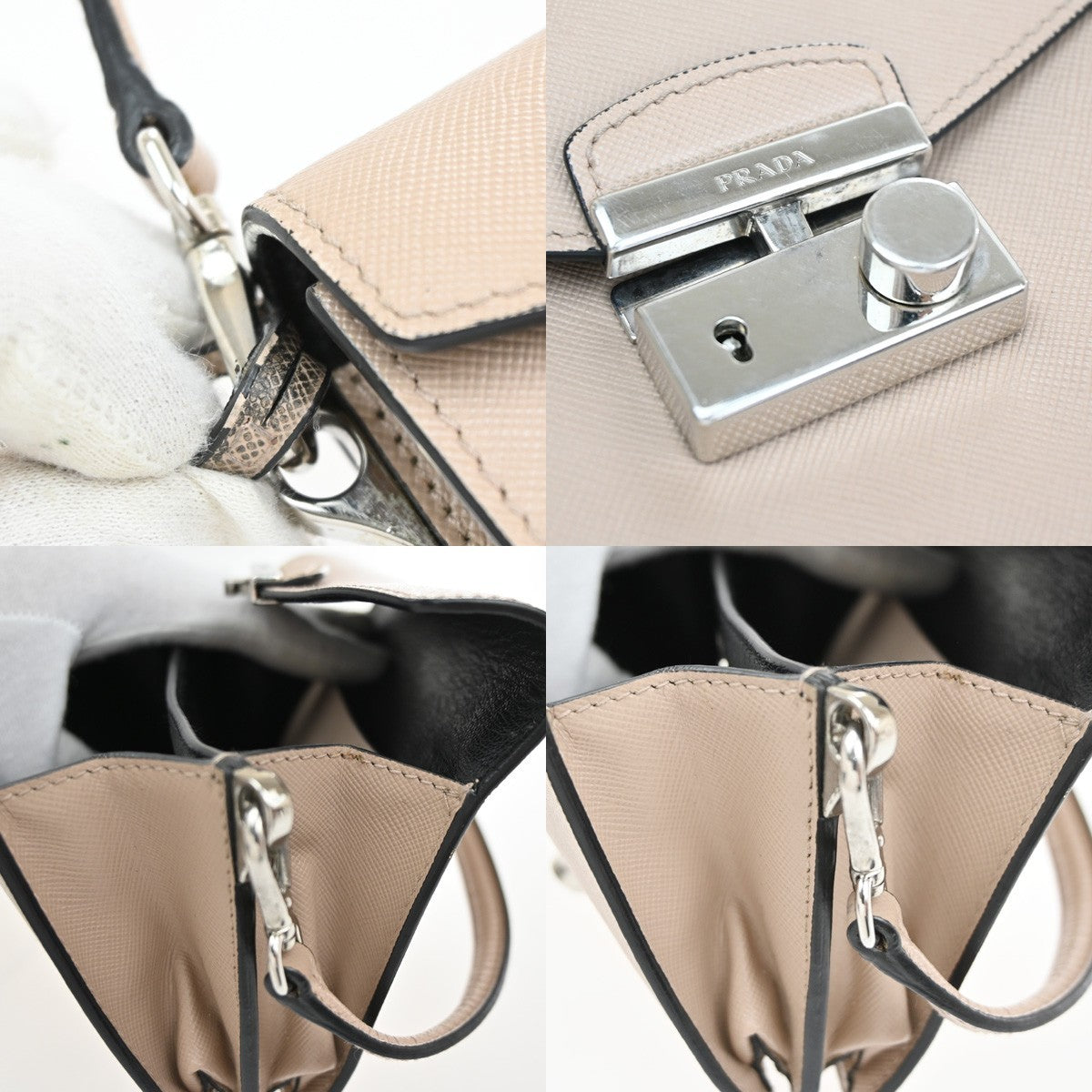 PRADA Logo Lux Sound Mini Hand Bag Saffiano Leather Pink SHW Italy 85TA656