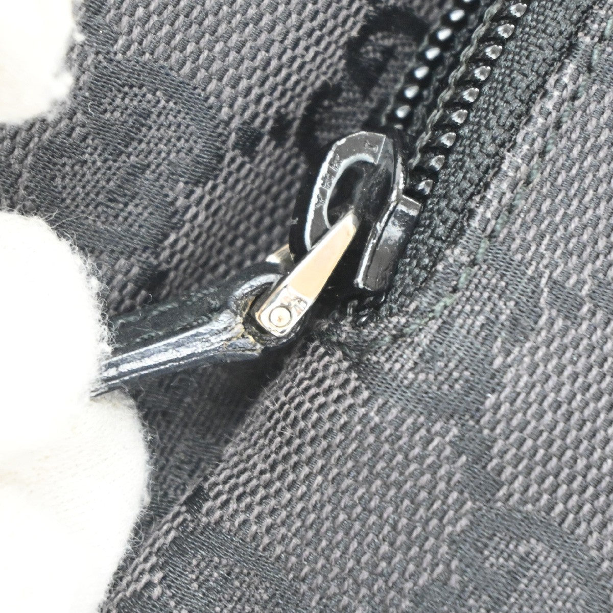 GUCCI Logo GG Pattern Hand Bag Canvas Leather Black SHW Italy 63KP541