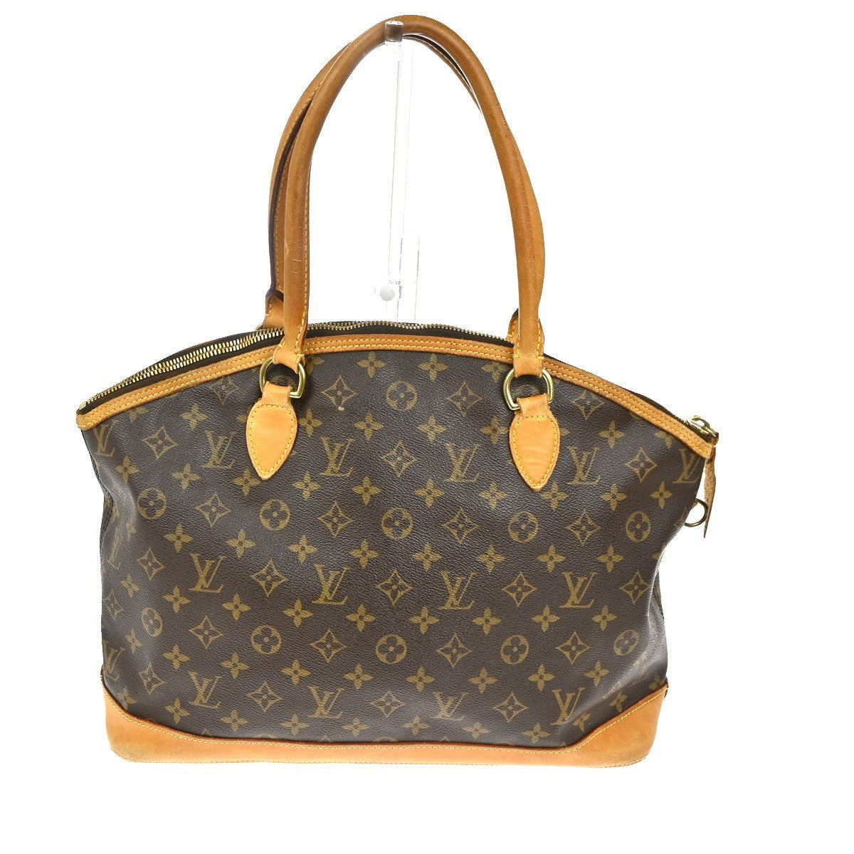 LOUIS VUITTON Logo Lockit Shoulder Bag Monogram Leather Brown M40104 33TA499