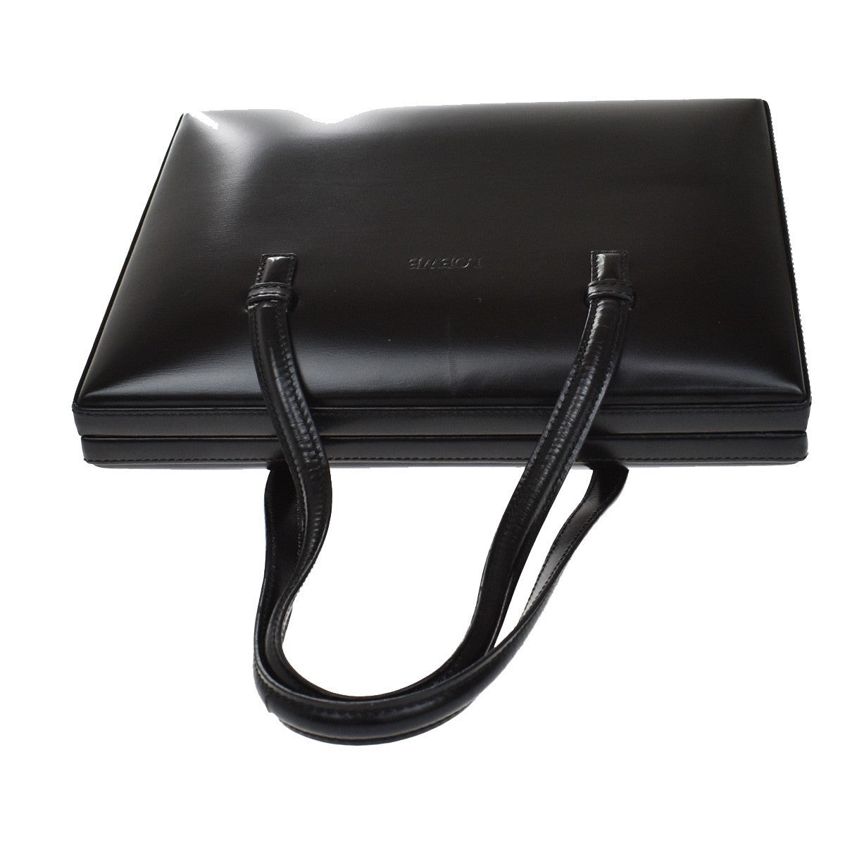 LOEWE Logo Hand Bag Calf Leather Black GHW Spain 76CA055