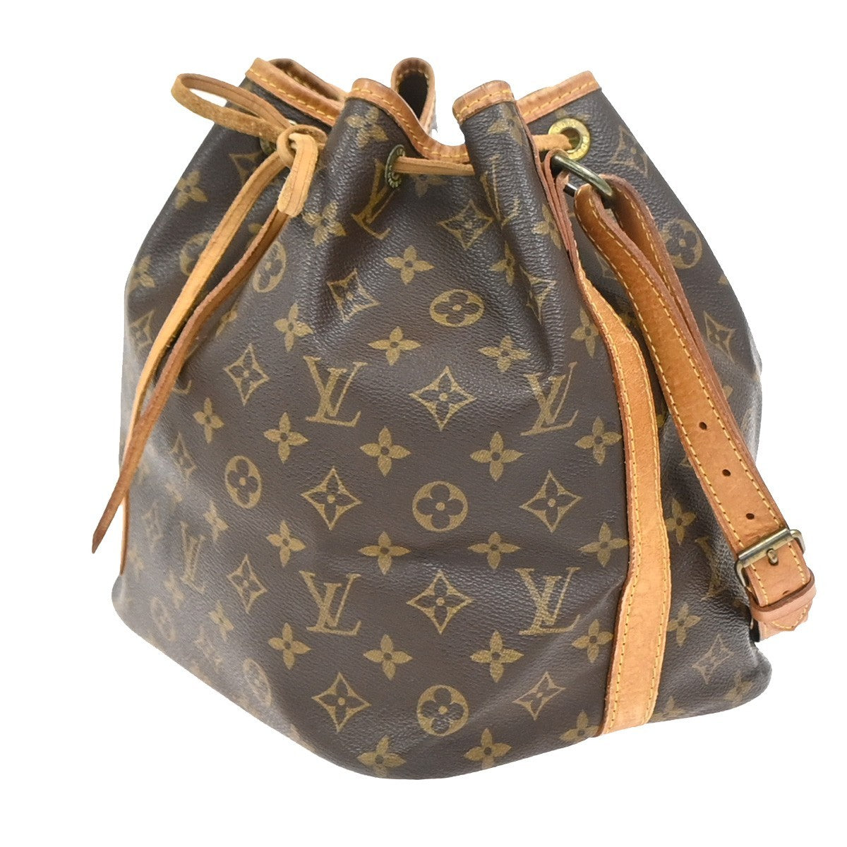 LOUIS VUITTON Petit Noe Drawstring Shoulder Bag Monogram Leather M42226 77YJ043