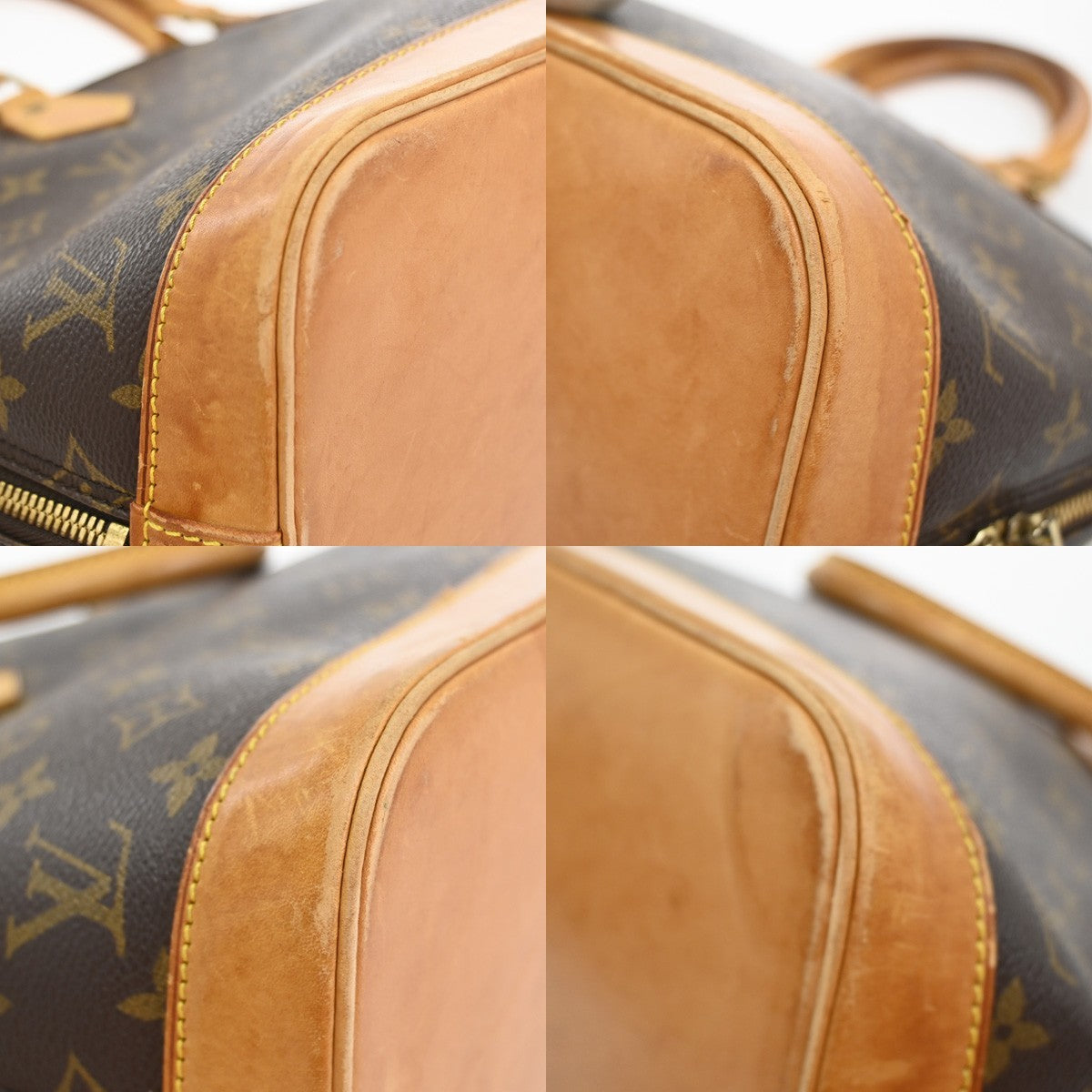 LOUIS VUITTON LV Logo Alma Hand Bag Monogram Leather Brown France M51130 83SA028