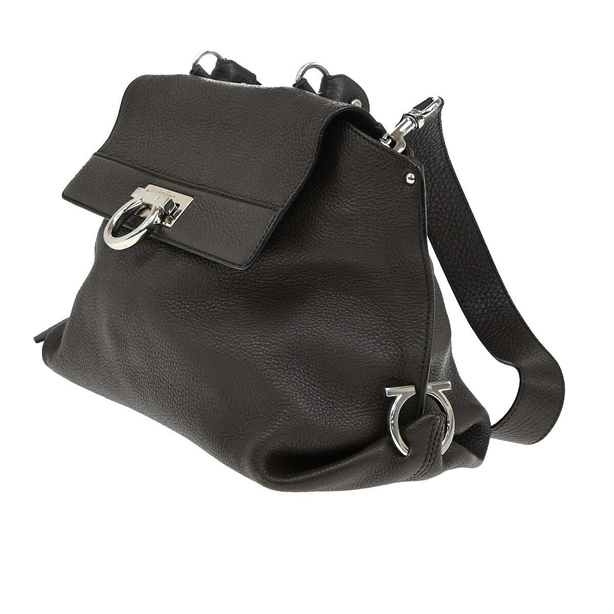 SALVATORE FERRAGAMO Sofia Gancini 2Way Shoulder Hand Bag Leather Brown 86EE165