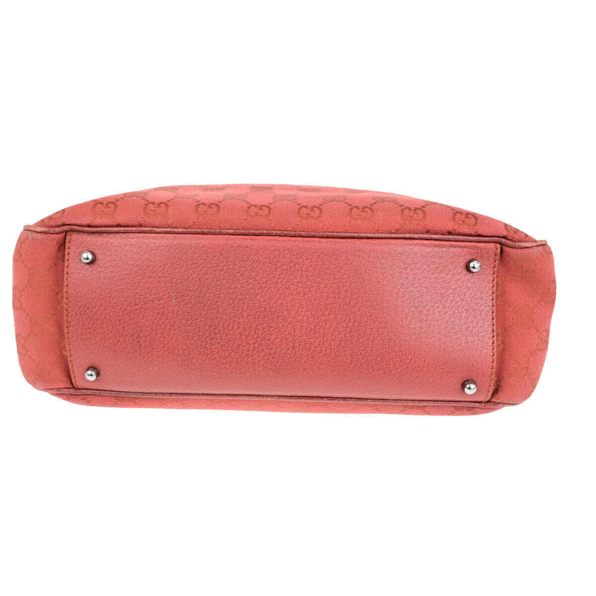 GUCCI Logo GG Pattern Shoulder Tote Bag Canvas Leather Red SHW Italy 64YG595