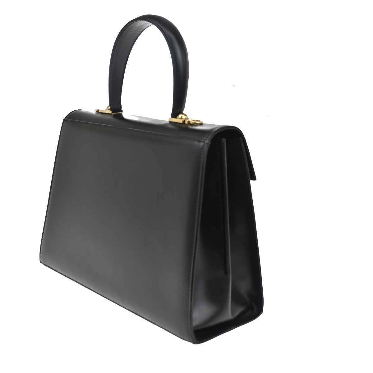 SALVATORE FERRAGAMO Logo Gancini 2WAY Hand Bag Leather Black GHW Italy 77RL504