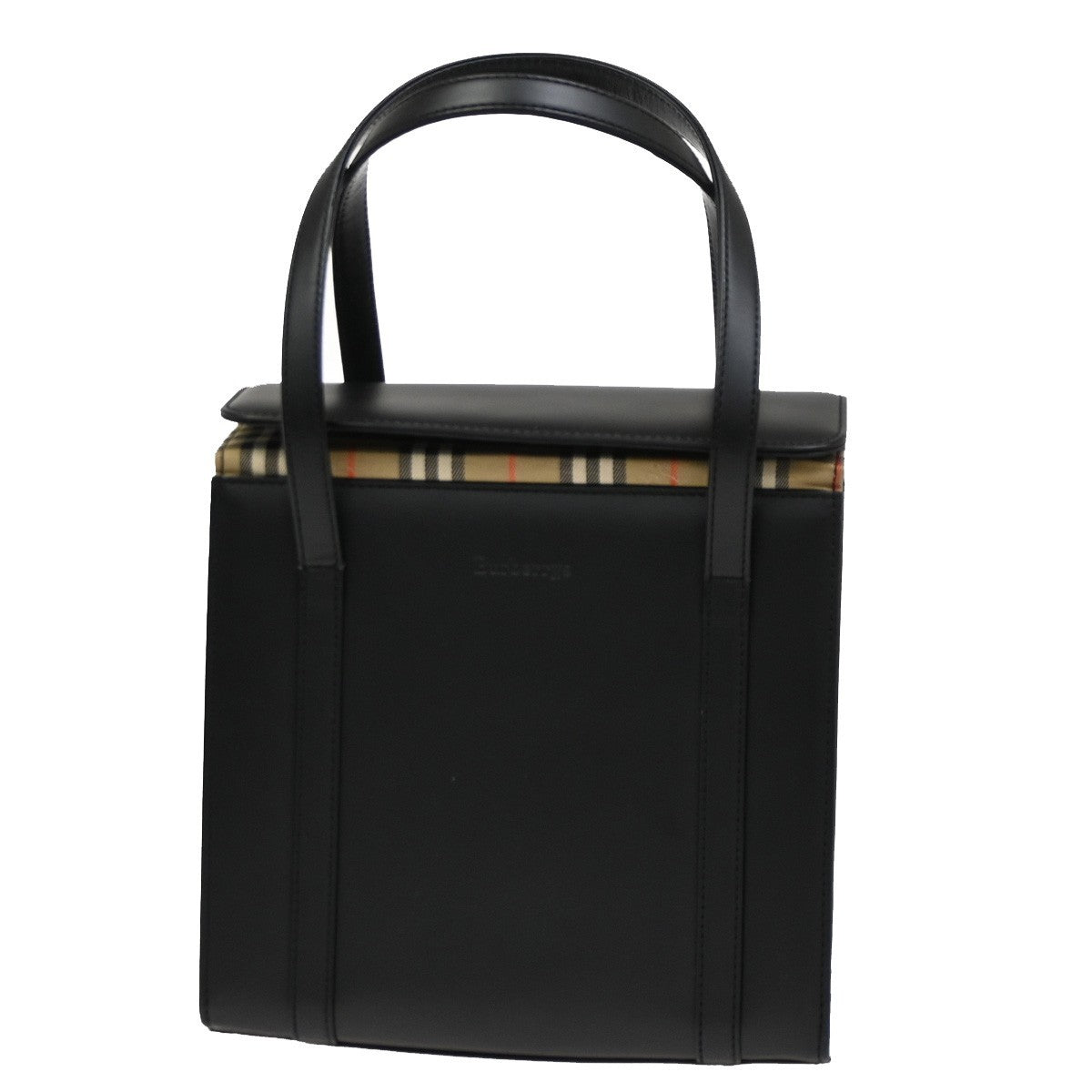 BURBERRYS Logo Nova Check Mini Handbag Canvas Leather Black Beige SHW 30DA223