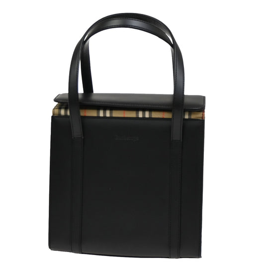 BURBERRYS Logo Nova Check Mini Handbag Canvas Leather Black Beige SHW 30DA223