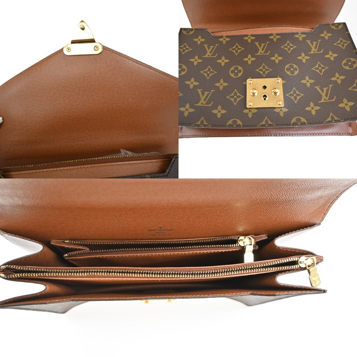 LOUIS VUITTON Concorde Hand Bag Monogram Leather Brown France M51190 98KC745