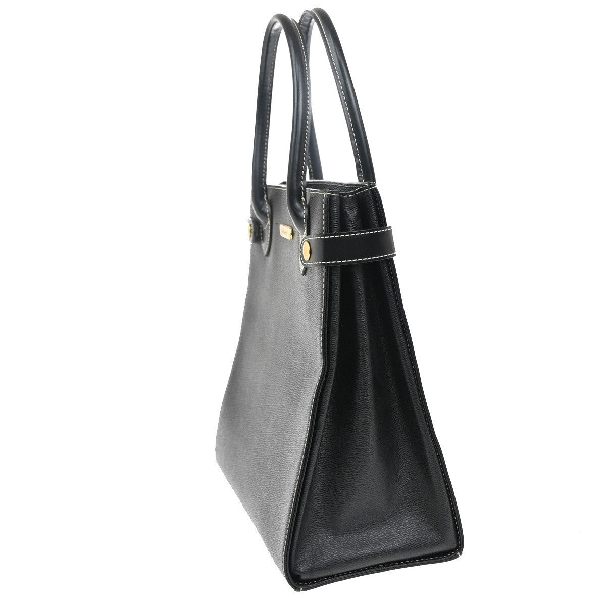 BURBERRYS Logo Hand Tote Bag Leather Canvas Black GHW 02FC151