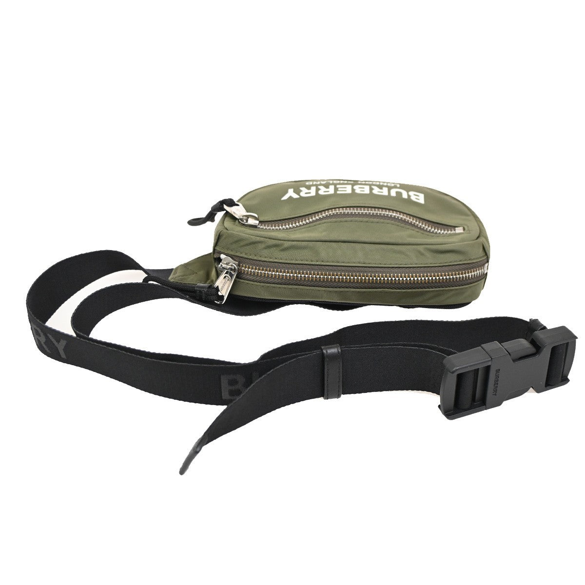 BURBERRY Logo Bum Body Bag Nylon Green SHW 34KB759