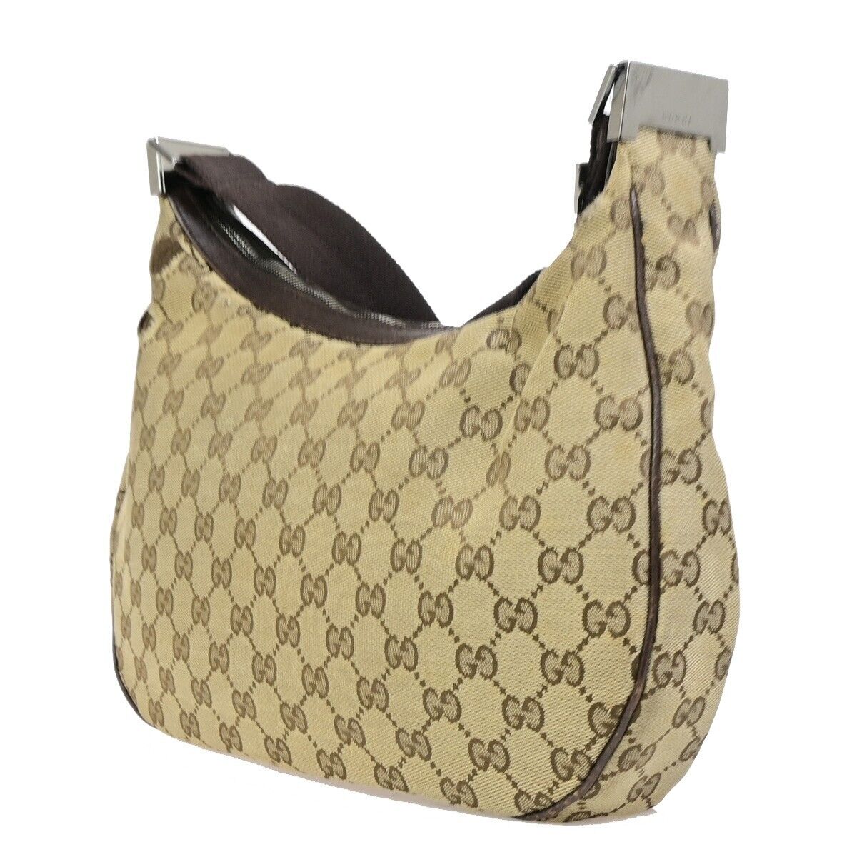 GUCCI GG Pattern Shoulder Bag Canvas Leather Brown SHW Made in  Italy 61EB656
